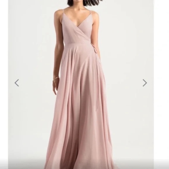 NWT Jenny Yoo "James" Lux Chiffon Dress in Whipped Apricot - Picture 2 of 11
